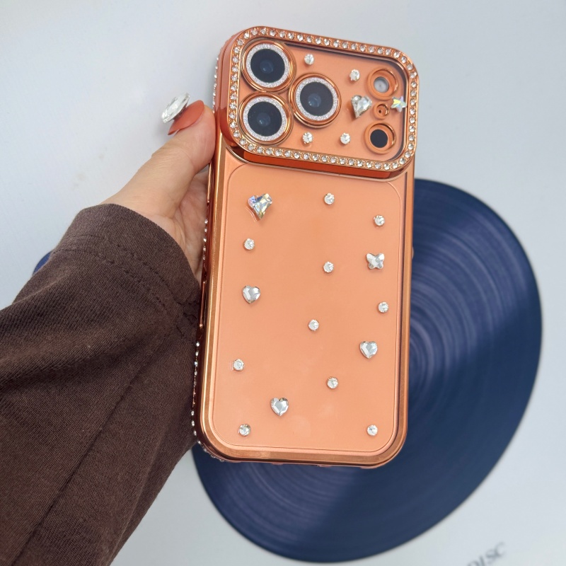 Phone Cases Orange - Ręcznie robione, zdobione kryształkami, platerowane na