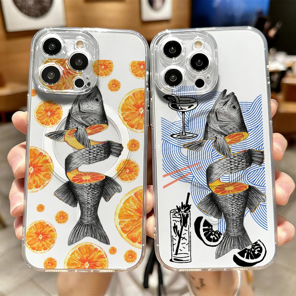 Phone Cases Orange - Etui na telefon Orange Tide Fish
