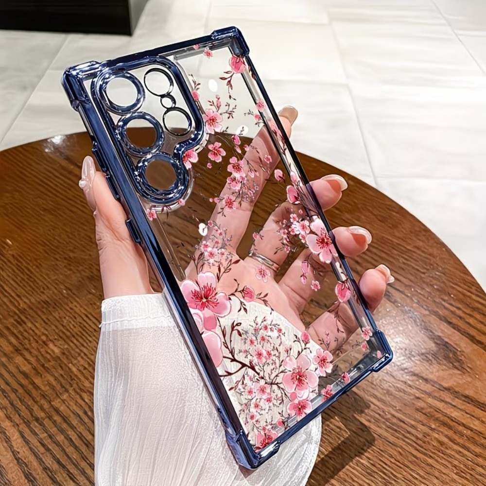 Phone Cases Samsung S23 - Etui na telefon z elektroplaterowanymi kwiatami